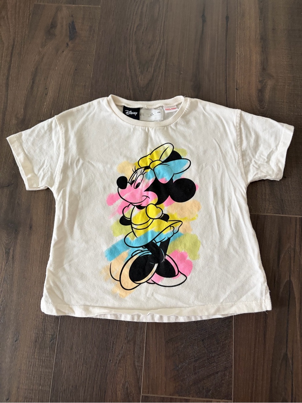 Zara Minnie Mouse Tee with Yellow, Blue & Pink Accents